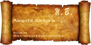 Mangold Barbara névjegykártya
